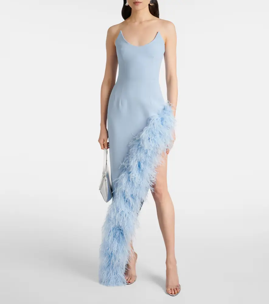 David Koma Asymmetric feather-trimmed cocktail dress | Thumbnail 2 David Koma Asymmetric feather-trimmed cocktail dress | Thumbnail 2
