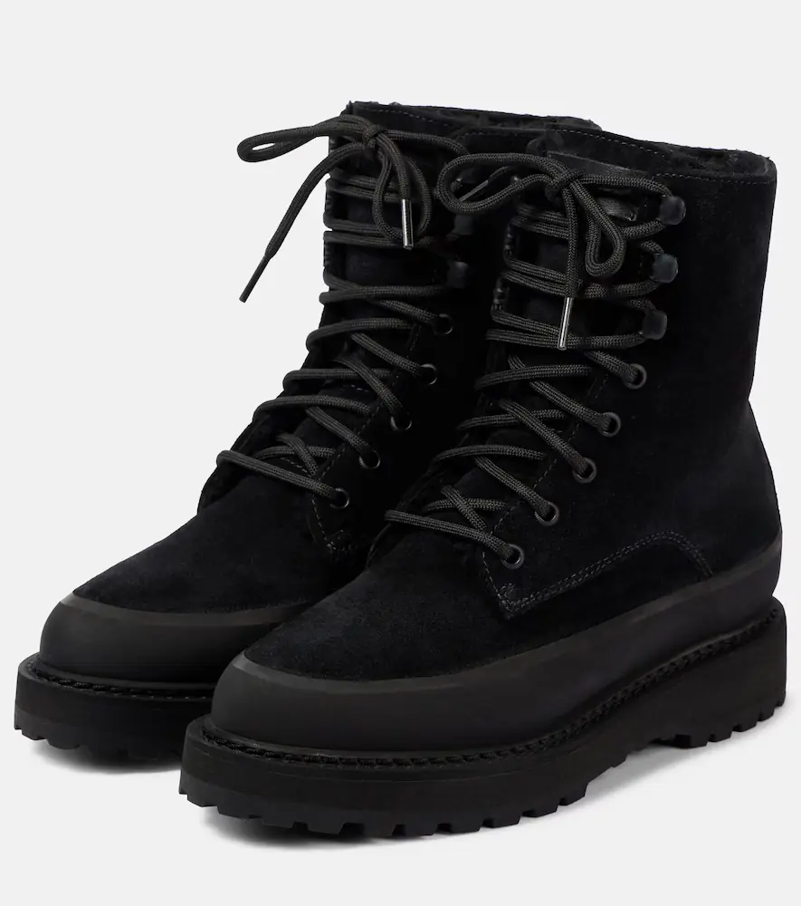 Le Monde Béryl Le Monde Béryl Dolomite shearling-trimmed suede ankle boots | Thumbnail 3