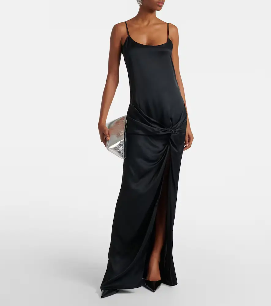 The Attico Gathered satin slip dress | Thumbnail 3 The Attico Gathered satin slip dress | Thumbnail 3