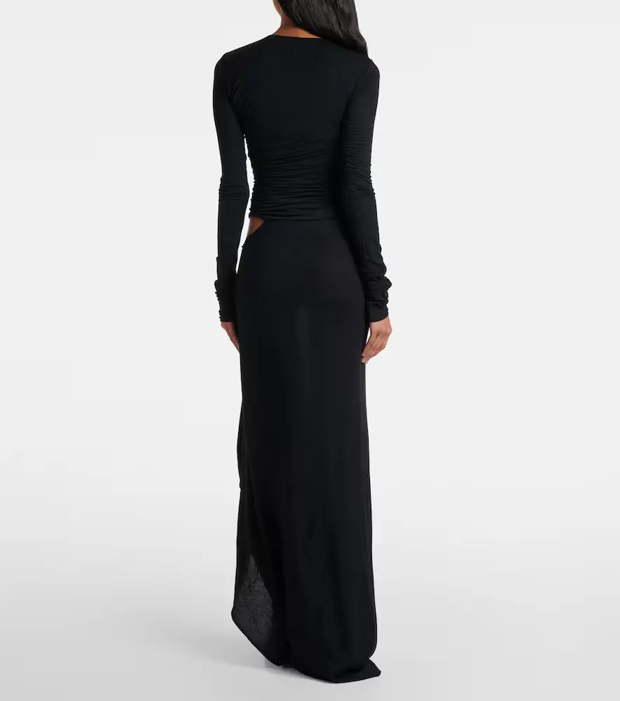 The Attico Draped cutout semi-sheer maxi dress | Thumbnail 3 The Attico Draped cutout semi-sheer maxi dress | Thumbnail 3
