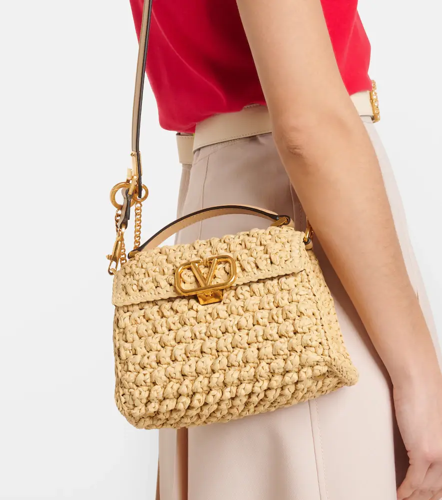 Valentino Garavani VSling Mini raffia-effect tote bag | Thumbnail 5 Valentino Garavani VSling Mini raffia-effect tote bag | Thumbnail 5