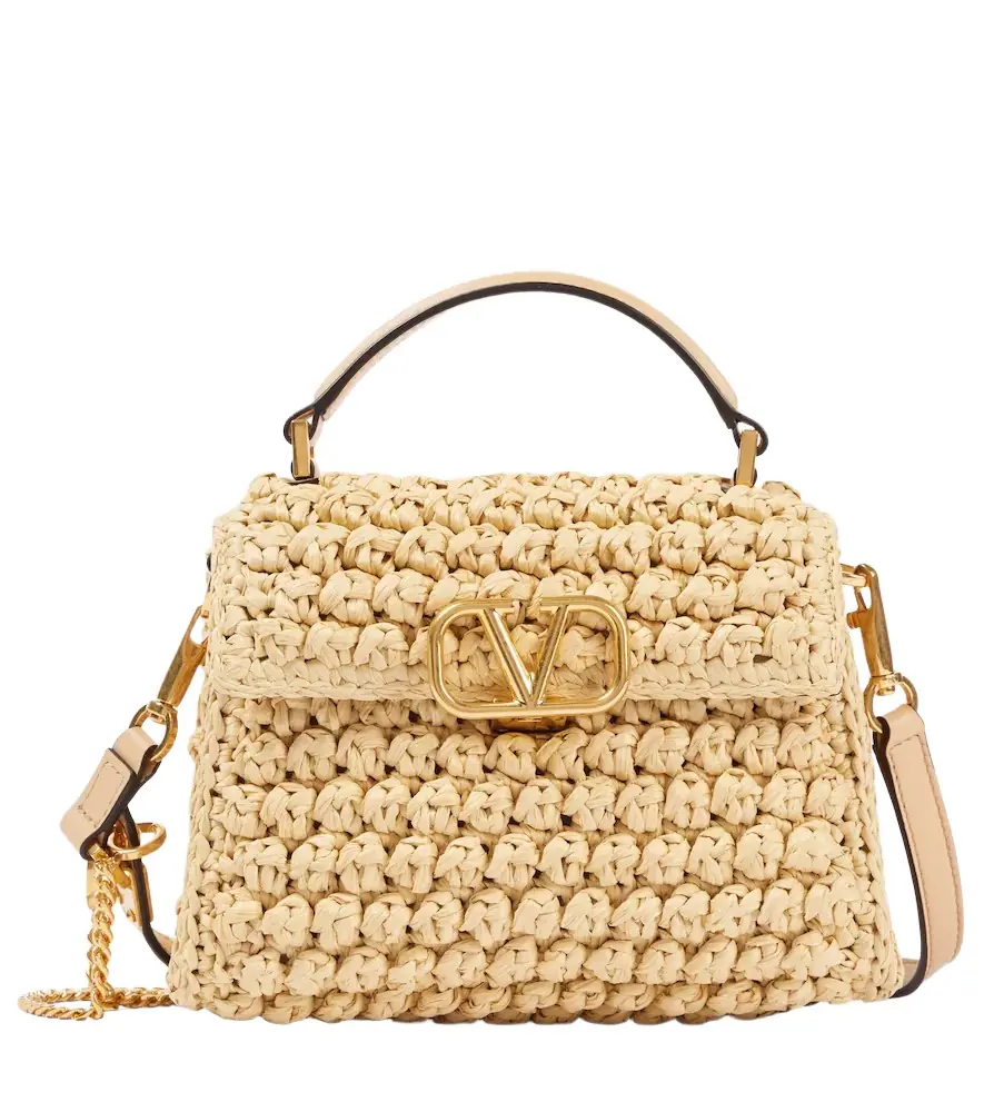 VSling Mini raffia-effect tote bag VSling Mini raffia-effect tote bag