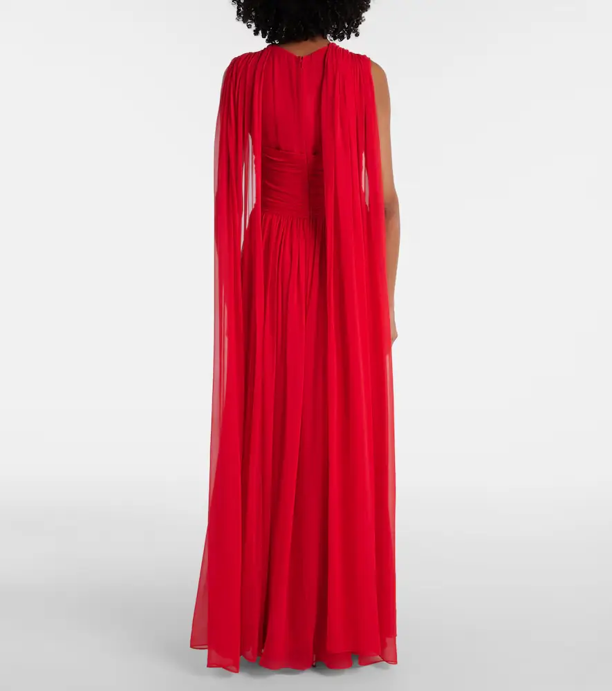 Costarellos Seva gathered silk georgette gown | Thumbnail 2
