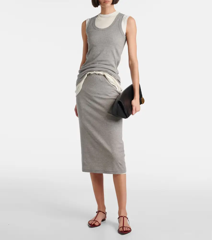 Jil Sander Layered jersey midi skirt | Thumbnail 5