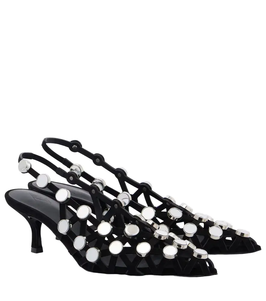The Attico Embellished leather mules