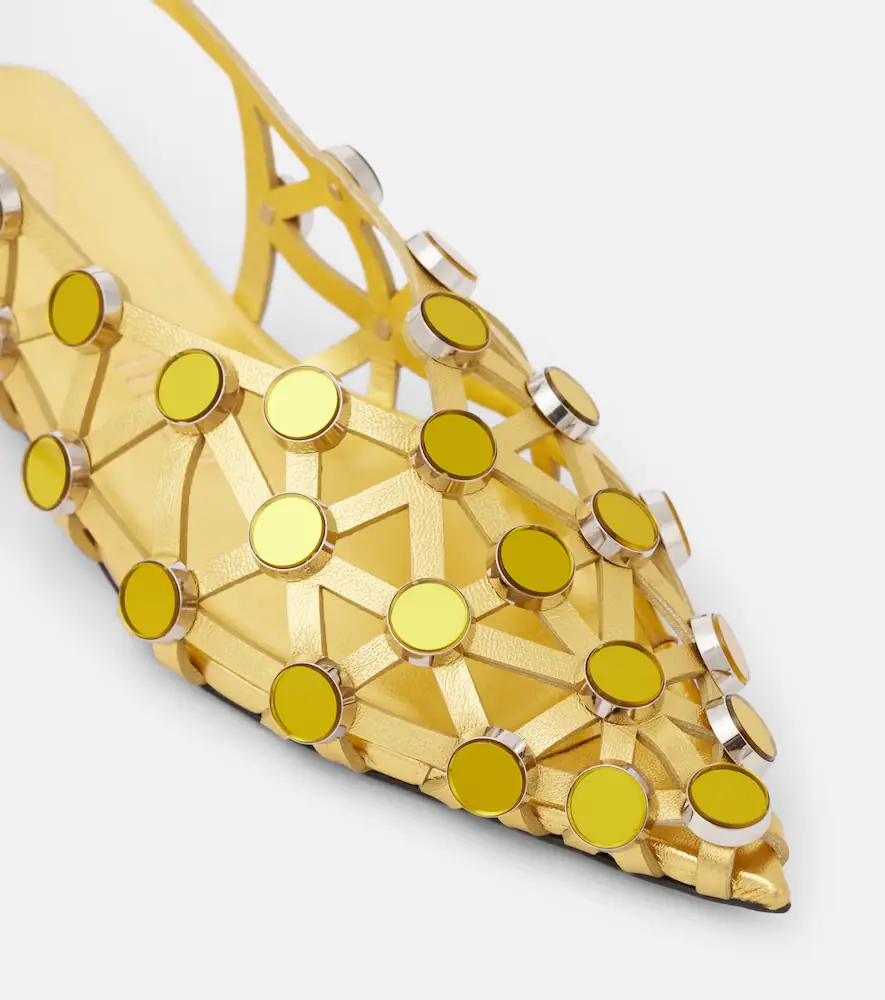 The Attico Grid metallic leather slingback flats | Thumbnail 2