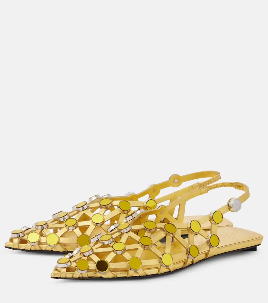 The Attico Grid metallic leather slingback flats | Thumbnail 3