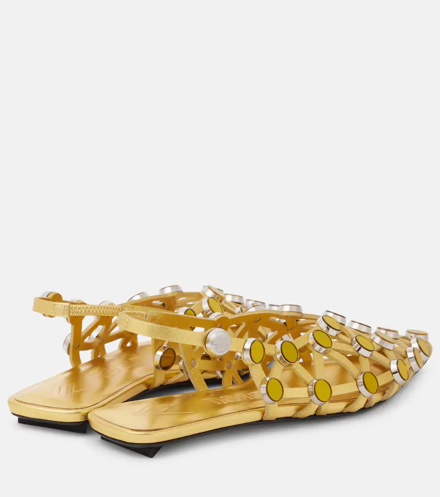 The Attico Grid metallic leather slingback flats | Thumbnail 4