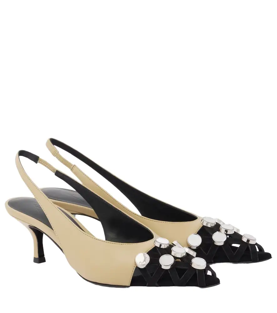 The Attico Fiona 50 embellished leather slingback pumps | Image 1 The Attico Fiona 50 embellished leather slingback pumps | Image 1