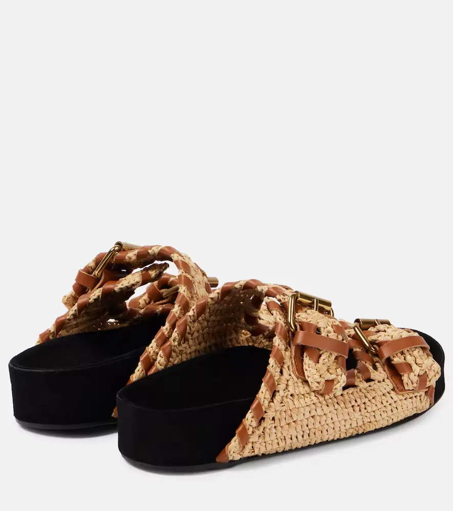 Isabel Marant Lennyo leather-trimmed raffia sandals | Thumbnail 2