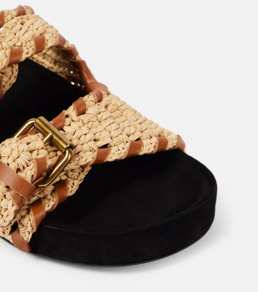 Isabel Marant Lennyo leather-trimmed raffia sandals | Thumbnail 3