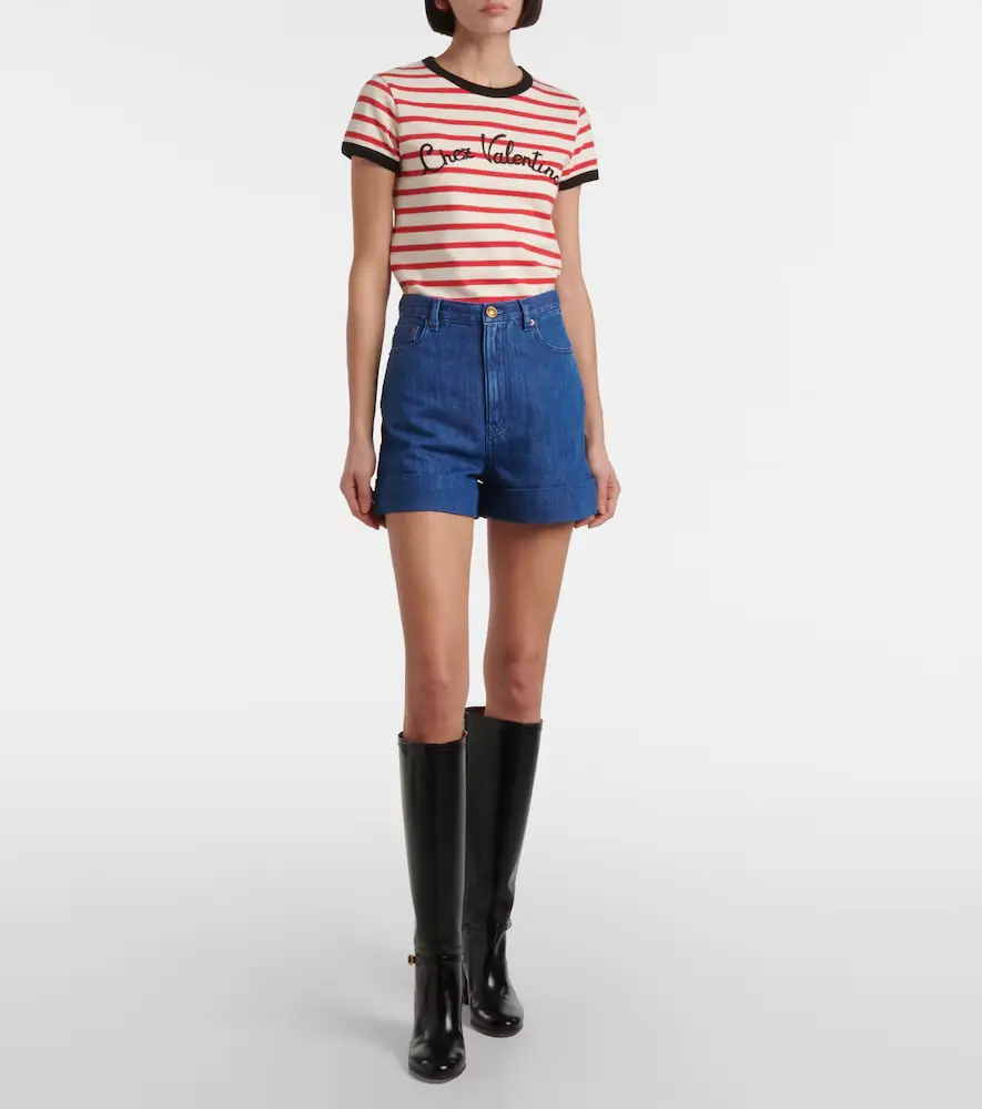 Valentino Garavani Cotton and linen denim shorts | Thumbnail 6 Valentino Garavani Cotton and linen denim shorts | Thumbnail 6