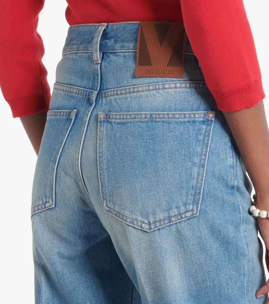 Valentino Garavani Jacquard-trimmed straight jeans | Thumbnail 5 Valentino Garavani Jacquard-trimmed straight jeans | Thumbnail 5