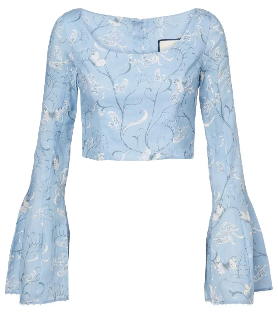 Agua by Agua Bendita Limoncillo Lymanopoda floral linen crop top | Image 1 Agua by Agua Bendita Limoncillo Lymanopoda floral linen crop top | Image 1