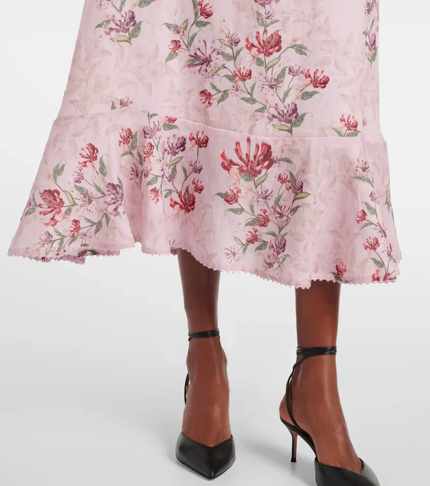 Agua by Agua Bendita Mercedes Wisteria floral linen midi dress | Thumbnail 3