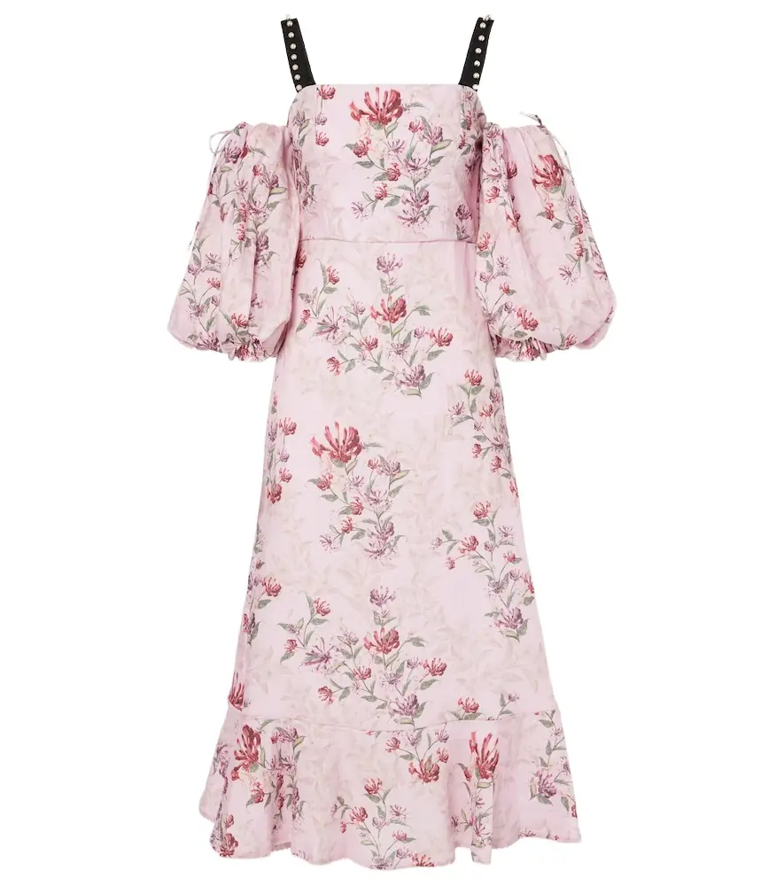 Agua by Agua Bendita Mercedes Wisteria floral linen midi dress | Image 1 Agua by Agua Bendita Mercedes Wisteria floral linen midi dress | Image 1
