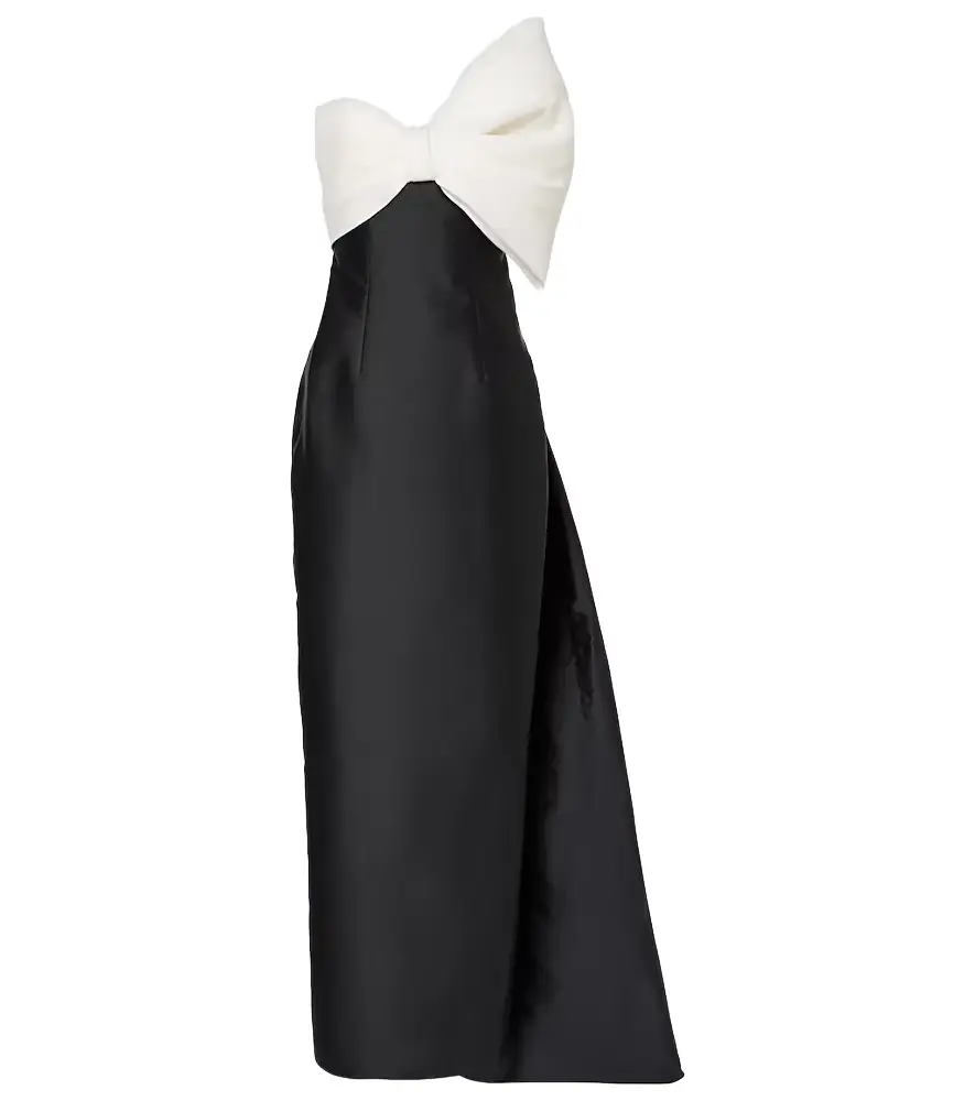 Monique Lhuillier Bow-detail asymmetric draped gown | Image 1 Monique Lhuillier Bow-detail asymmetric draped gown | Image 1