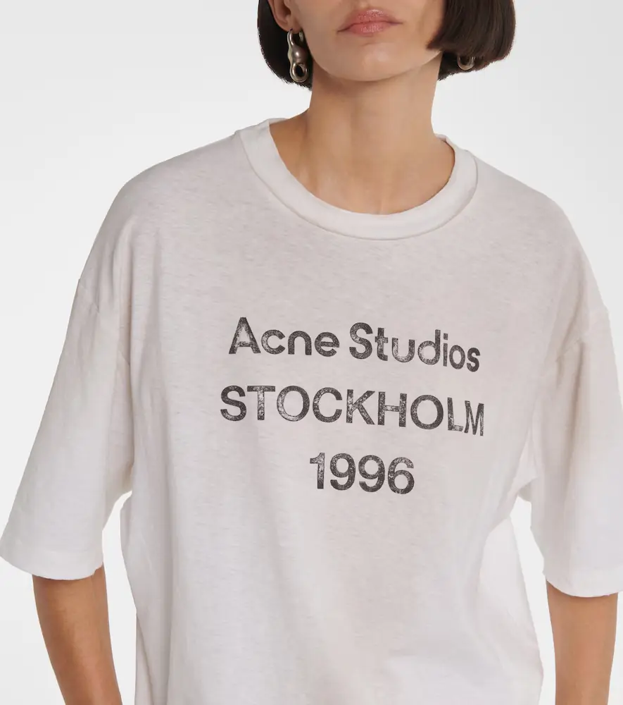 Acne Studios Distressed logo cotton and hemp T-shirt | Thumbnail 4 Acne Studios Distressed logo cotton and hemp T-shirt | Thumbnail 4