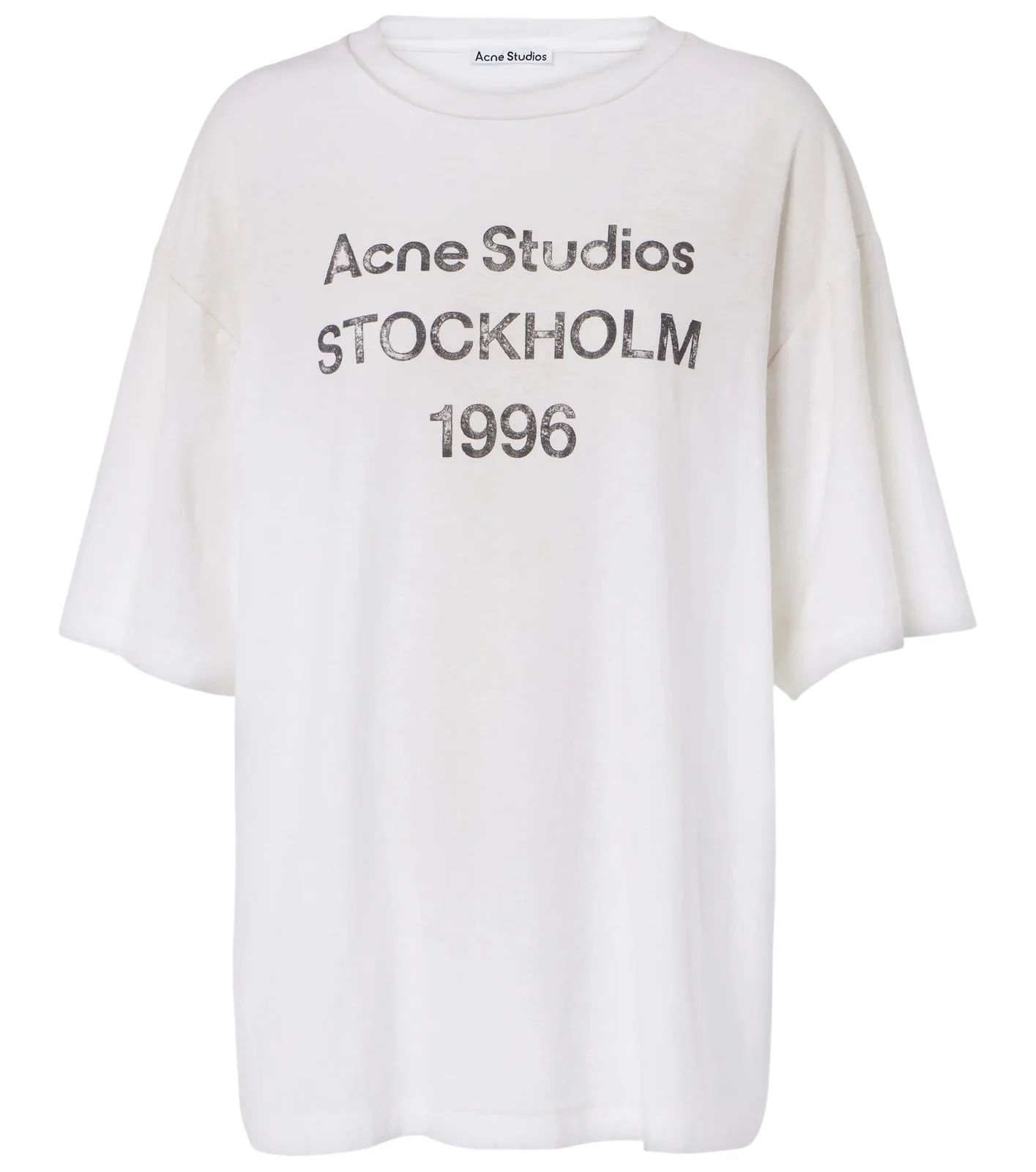 Acne Studios Distressed logo cotton and hemp T-shirt