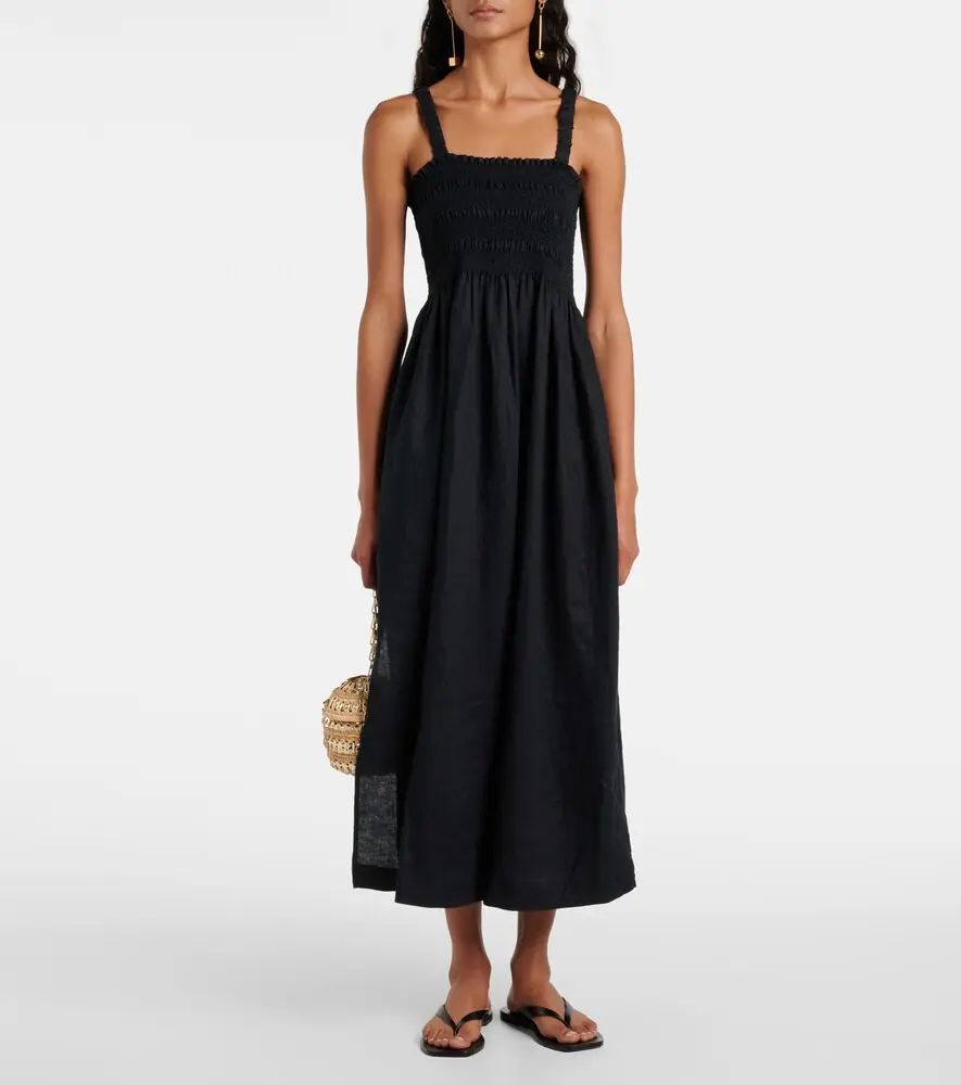 Heidi Klein La Bocana shirred linen midi dress | Thumbnail 4