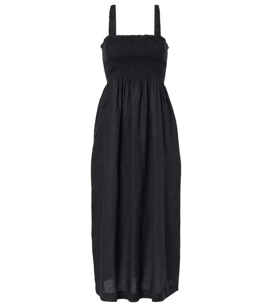 Heidi Klein La Bocana shirred linen midi dress