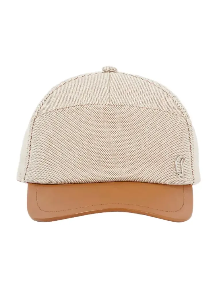 Christian Louboutin Leather-trimmed cotton baseball cap