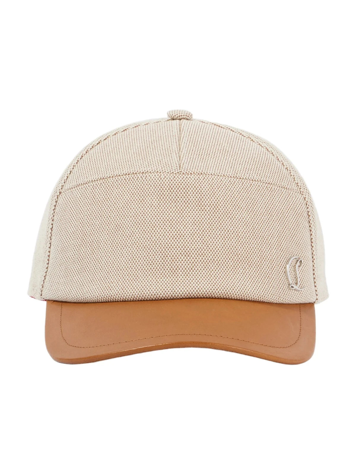 Christian Louboutin Leather-trimmed cotton baseball cap