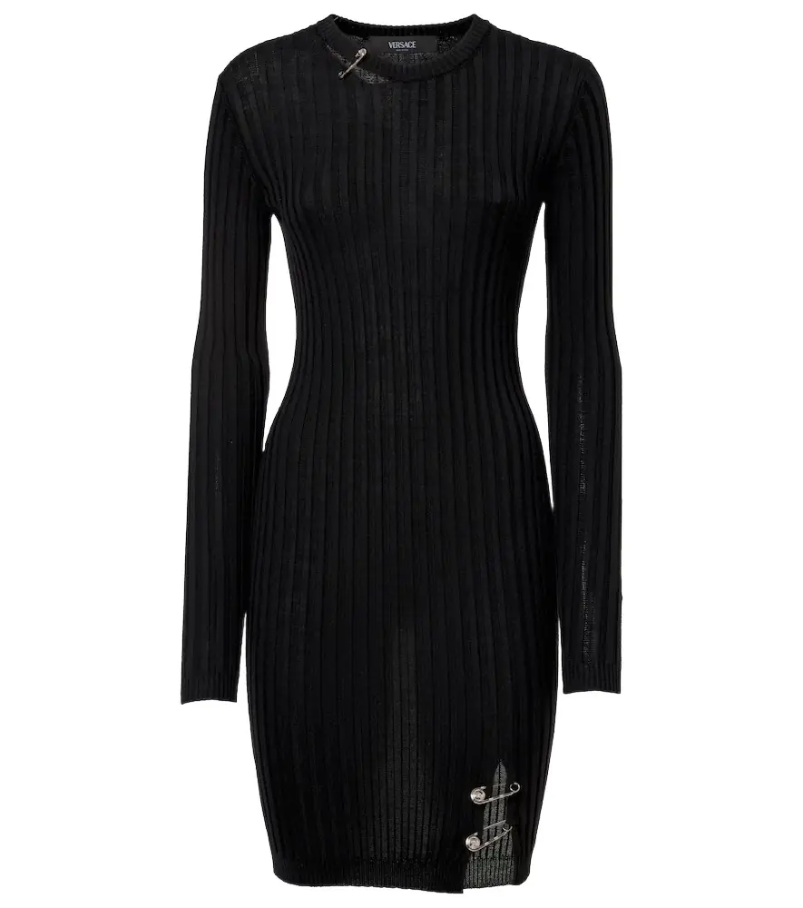 Versace Safety Pin ribbed-knit minidress