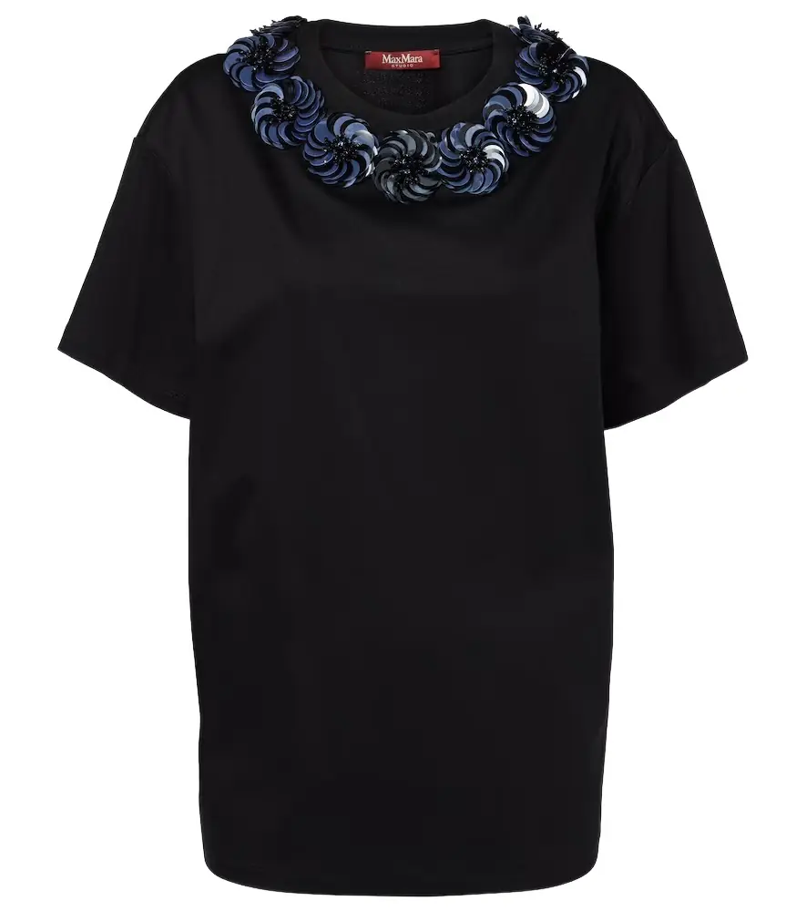 Max Mara Gennaio embellished jersey top