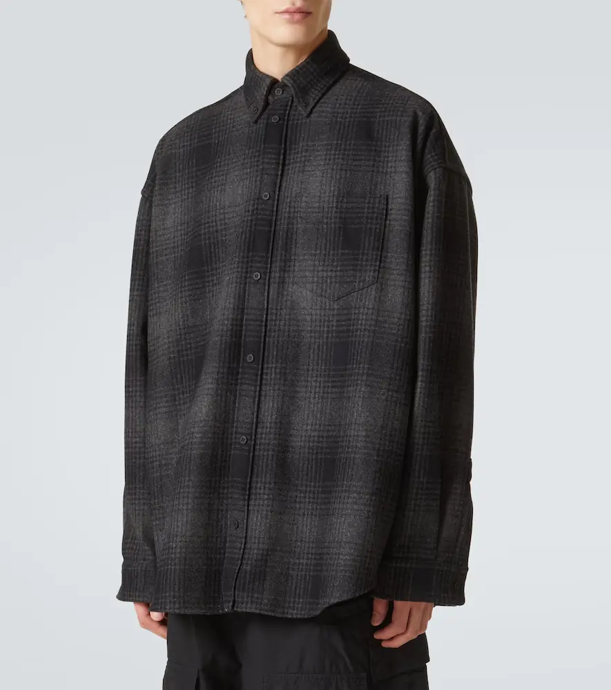 Balenciaga Checked wool-blend flannel shirt | Thumbnail 2
