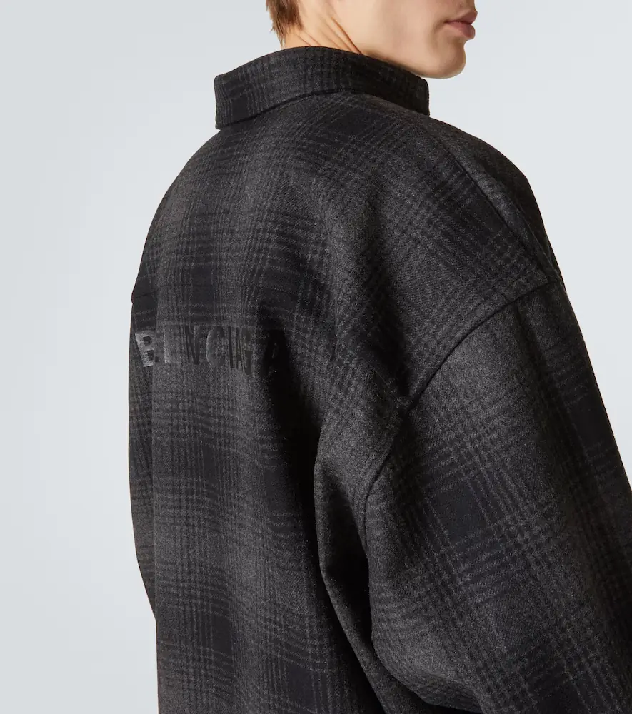 Balenciaga Checked wool-blend flannel shirt | Thumbnail 4