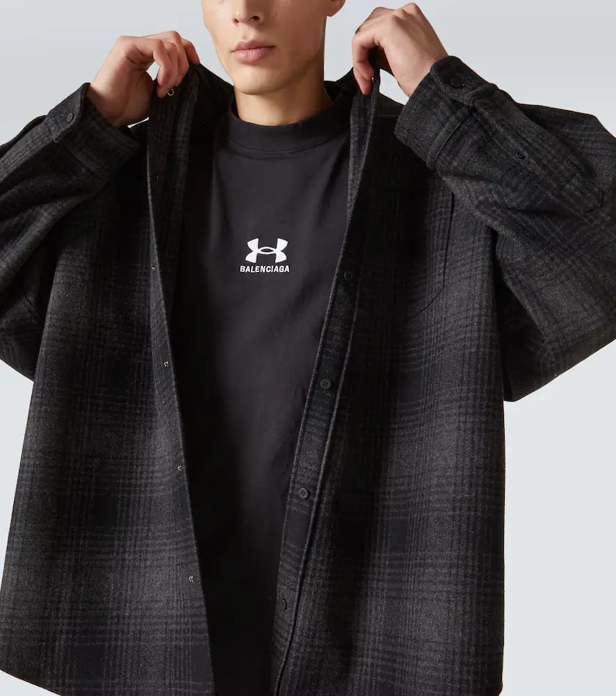 Balenciaga Checked wool-blend flannel shirt | Thumbnail 5