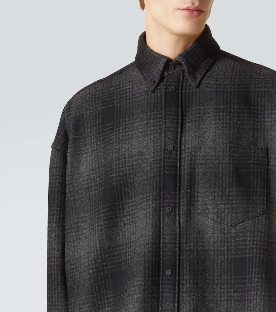 Balenciaga Checked wool-blend flannel shirt | Thumbnail 6