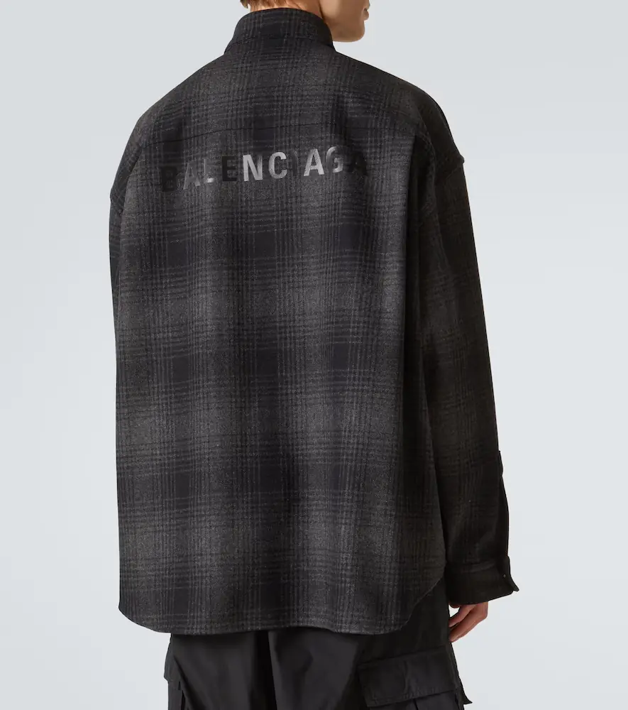 Balenciaga Checked wool-blend flannel shirt | Thumbnail 7