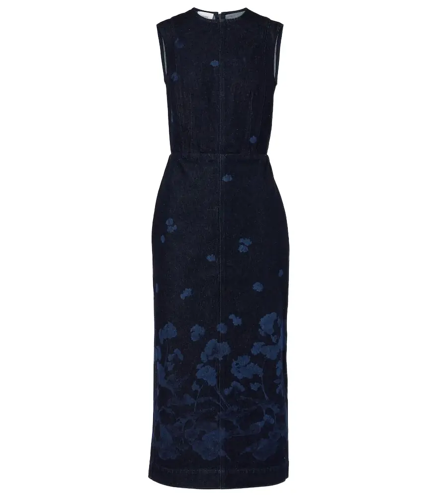 Erdem Floral denim midi dress