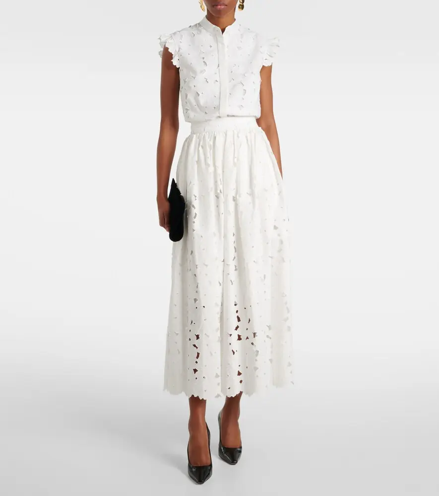 Erdem Gathered cotton-blend midi skirt | Thumbnail 4 Erdem Gathered cotton-blend midi skirt | Thumbnail 4
