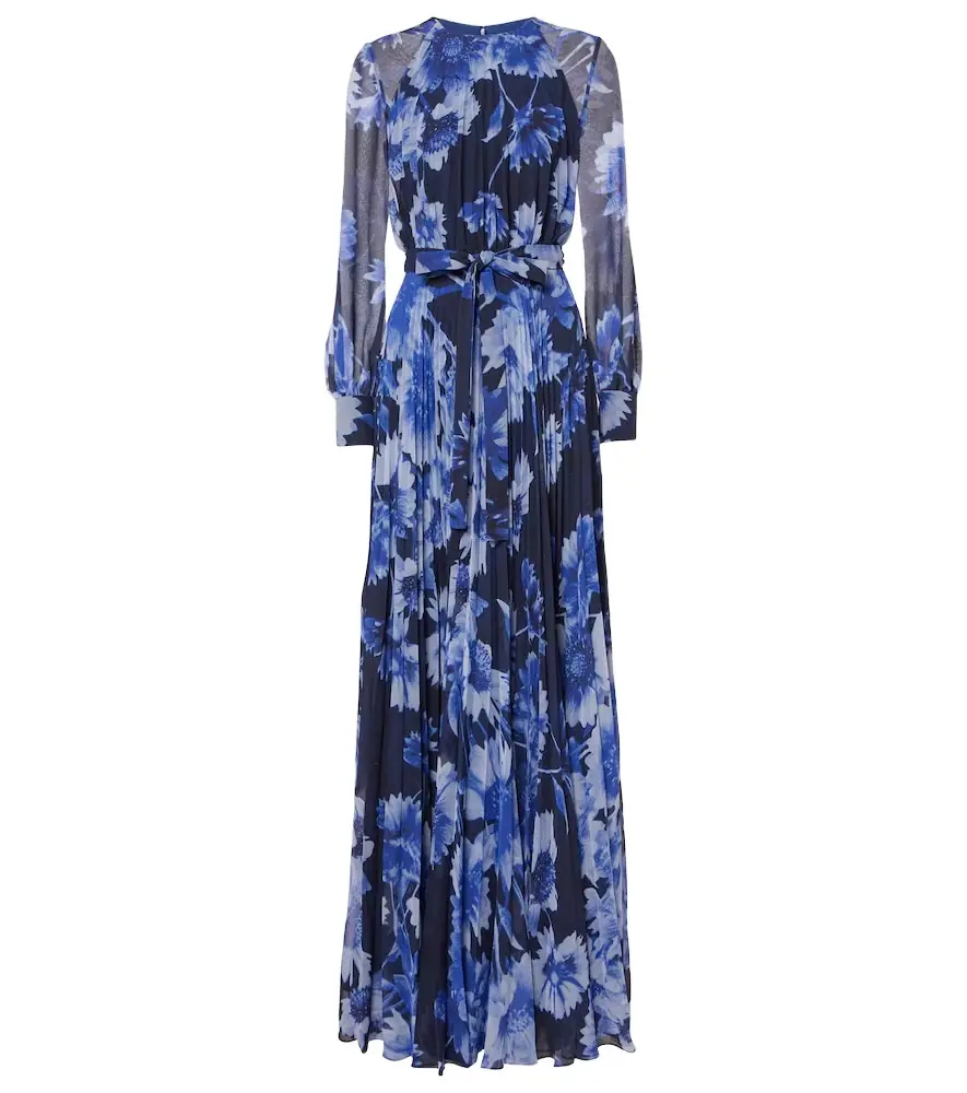 Erdem Floral pleated voile gown