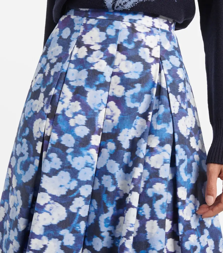 Erdem Floral pleated cotton midi skirt | Thumbnail 4
