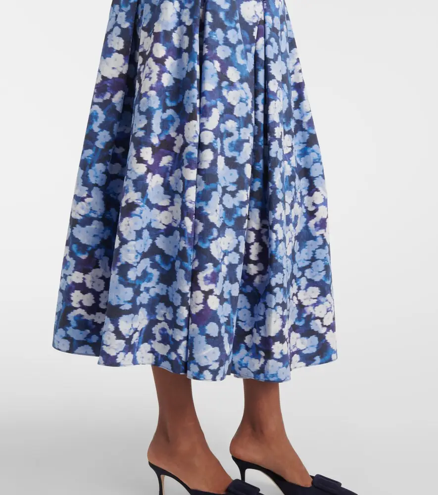 Erdem Floral pleated cotton midi skirt | Thumbnail 5