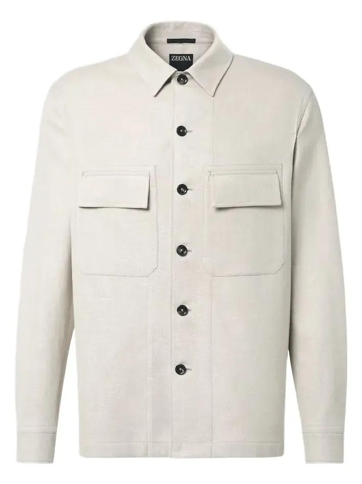 Linen, wool, and silk-blend overshirt