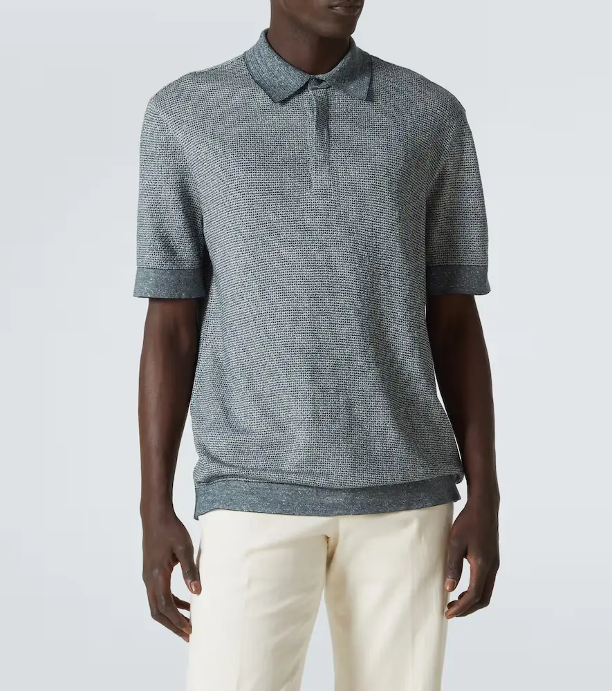 Zegna Cotton, linen, and silk polo shirt | Thumbnail 2 Zegna Cotton, linen, and silk polo shirt | Thumbnail 2