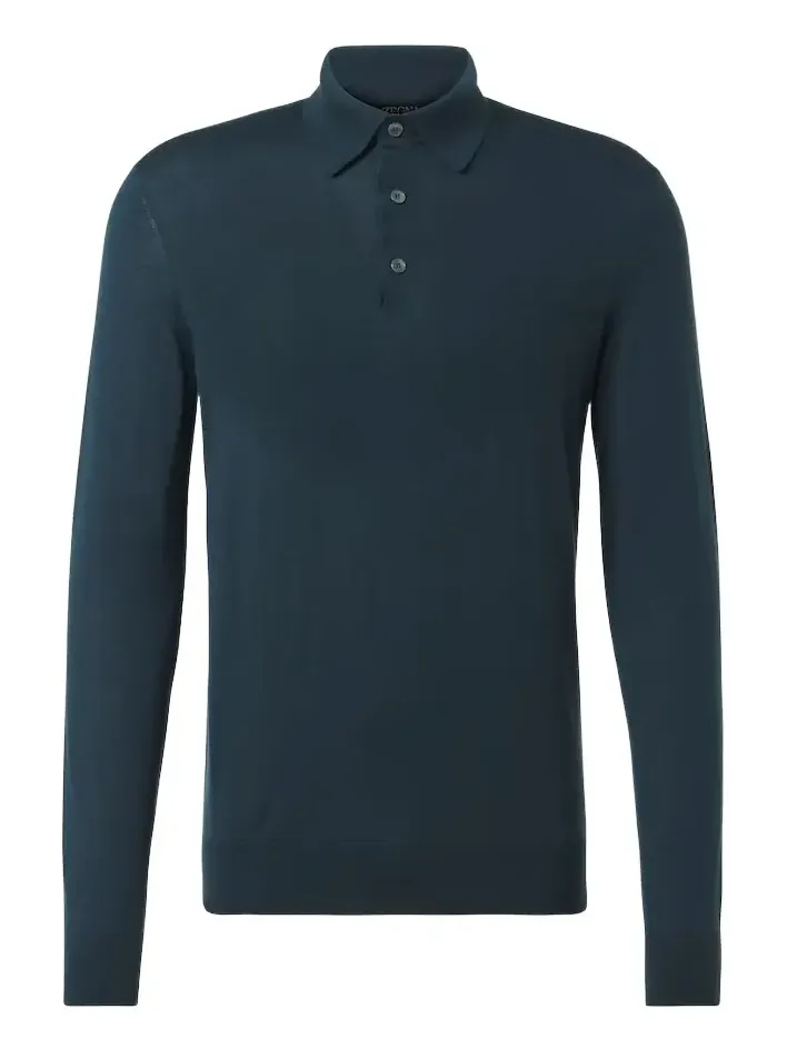 Cashmere and silk polo shirt