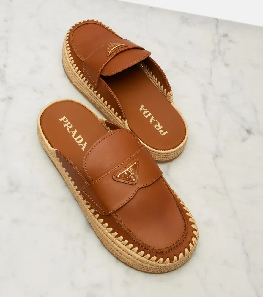 Prada Leather espadrille mules | Thumbnail 3