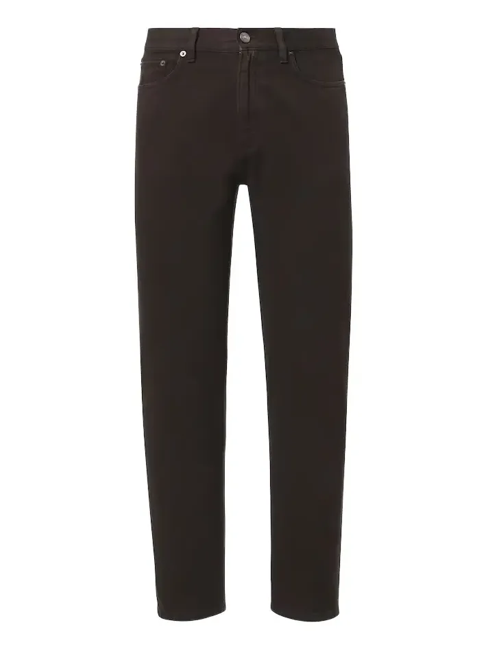 Zegna Leather-trimmed cotton straight pants