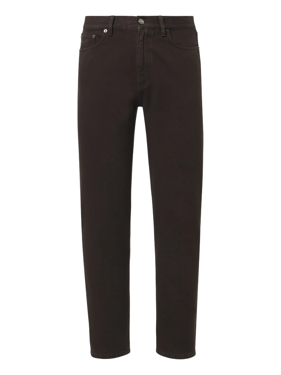 Leather-trimmed cotton straight pants Leather-trimmed cotton straight pants
