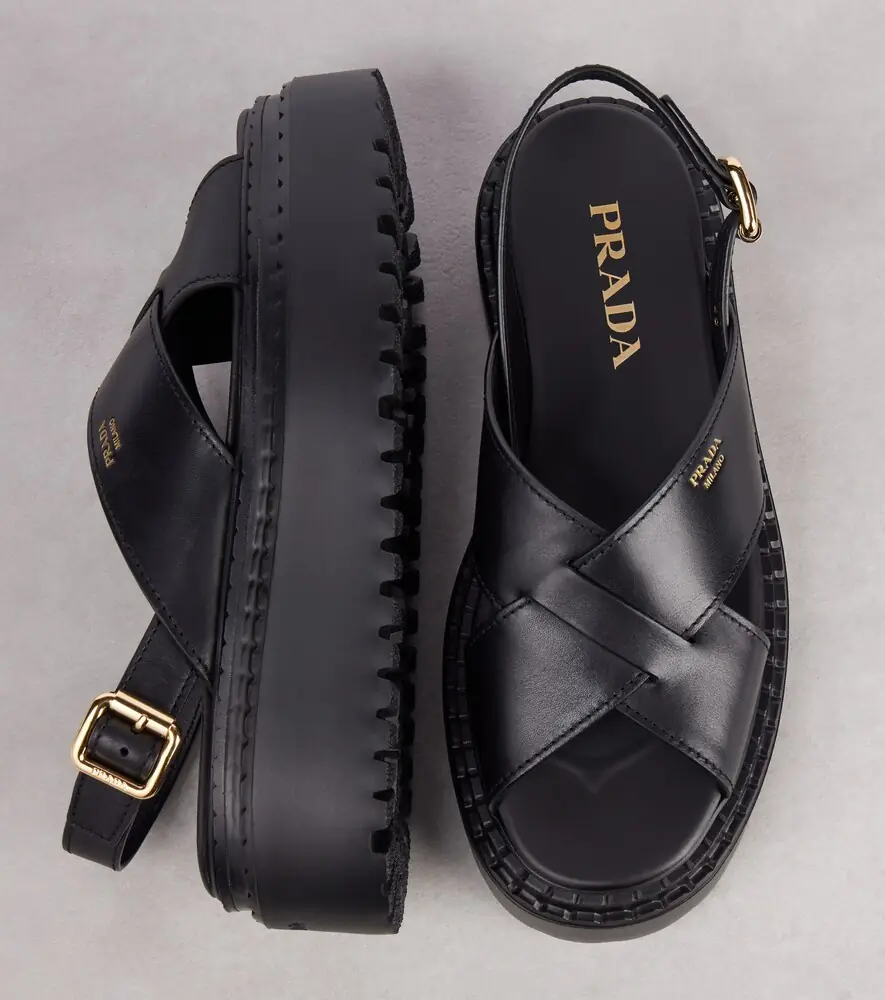 Prada Leather platform sandals | Thumbnail 3