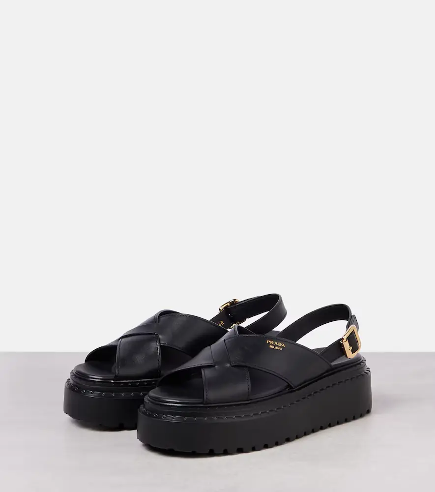 Prada Leather platform sandals | Thumbnail 4