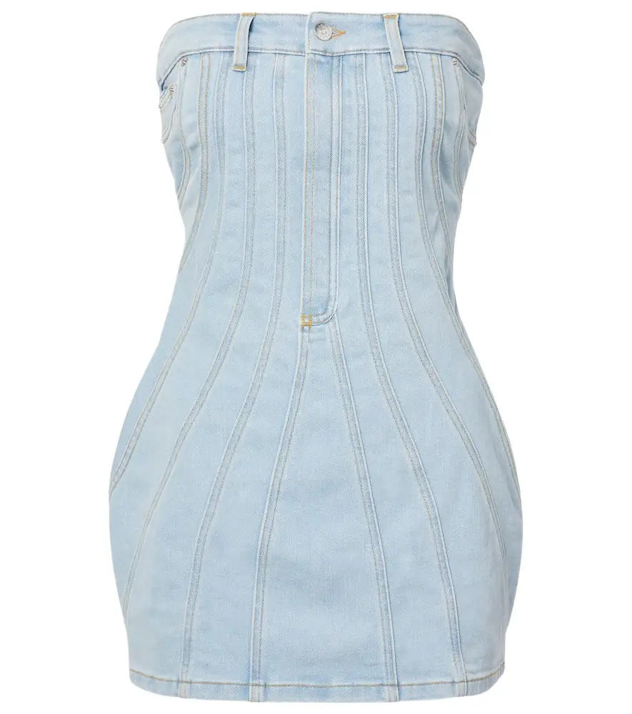 Mugler Paneled denim bustier dress | Image 1 Mugler Paneled denim bustier dress | Image 1