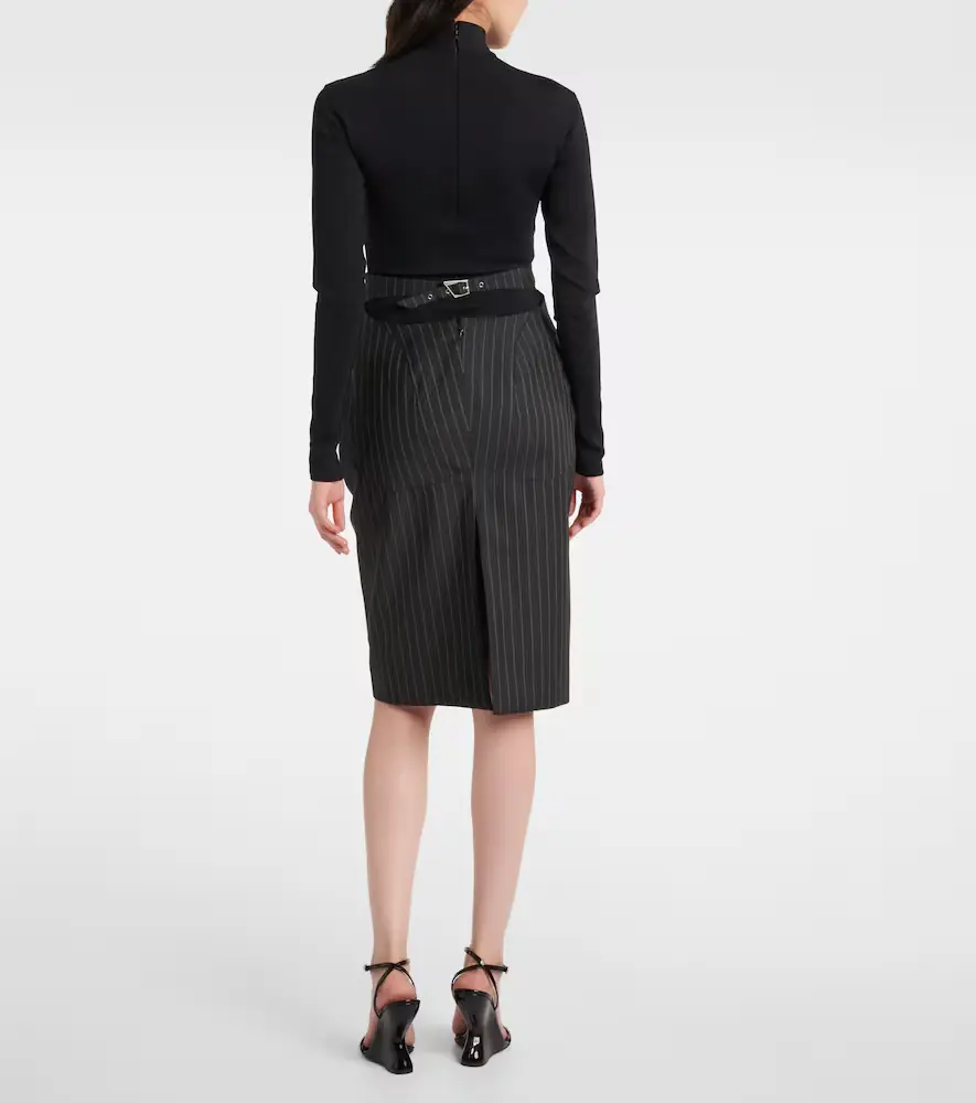 Mugler Pinstripe wool-blend midi skirt | Thumbnail 5 Mugler Pinstripe wool-blend midi skirt | Thumbnail 5