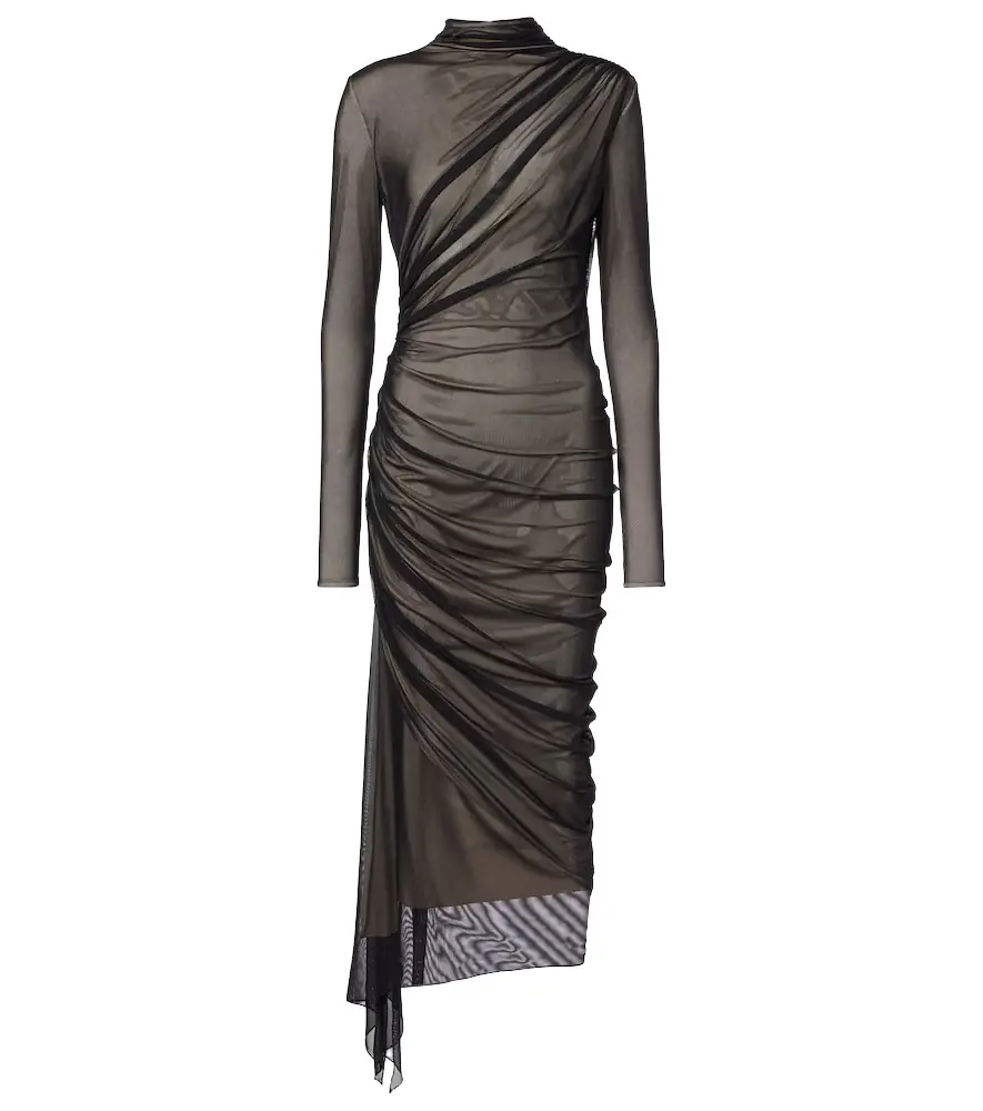 Mugler Asymmetrical mesh midi dress | Image 1 Mugler Asymmetrical mesh midi dress | Image 1